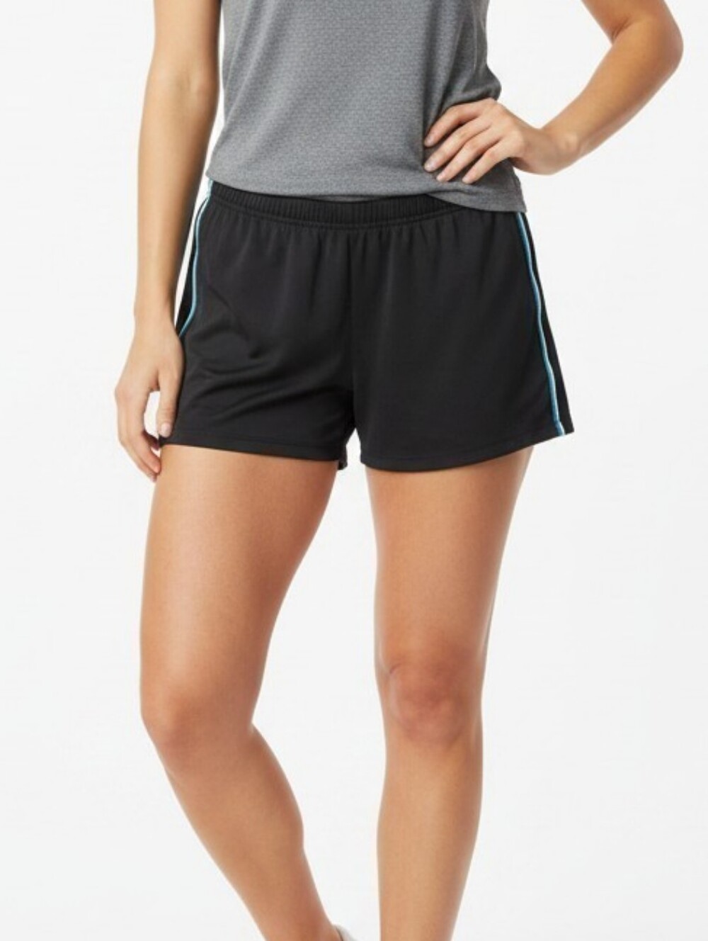 C9 by Champion Black Athletic Shorts with Light Blue Side Stripe
